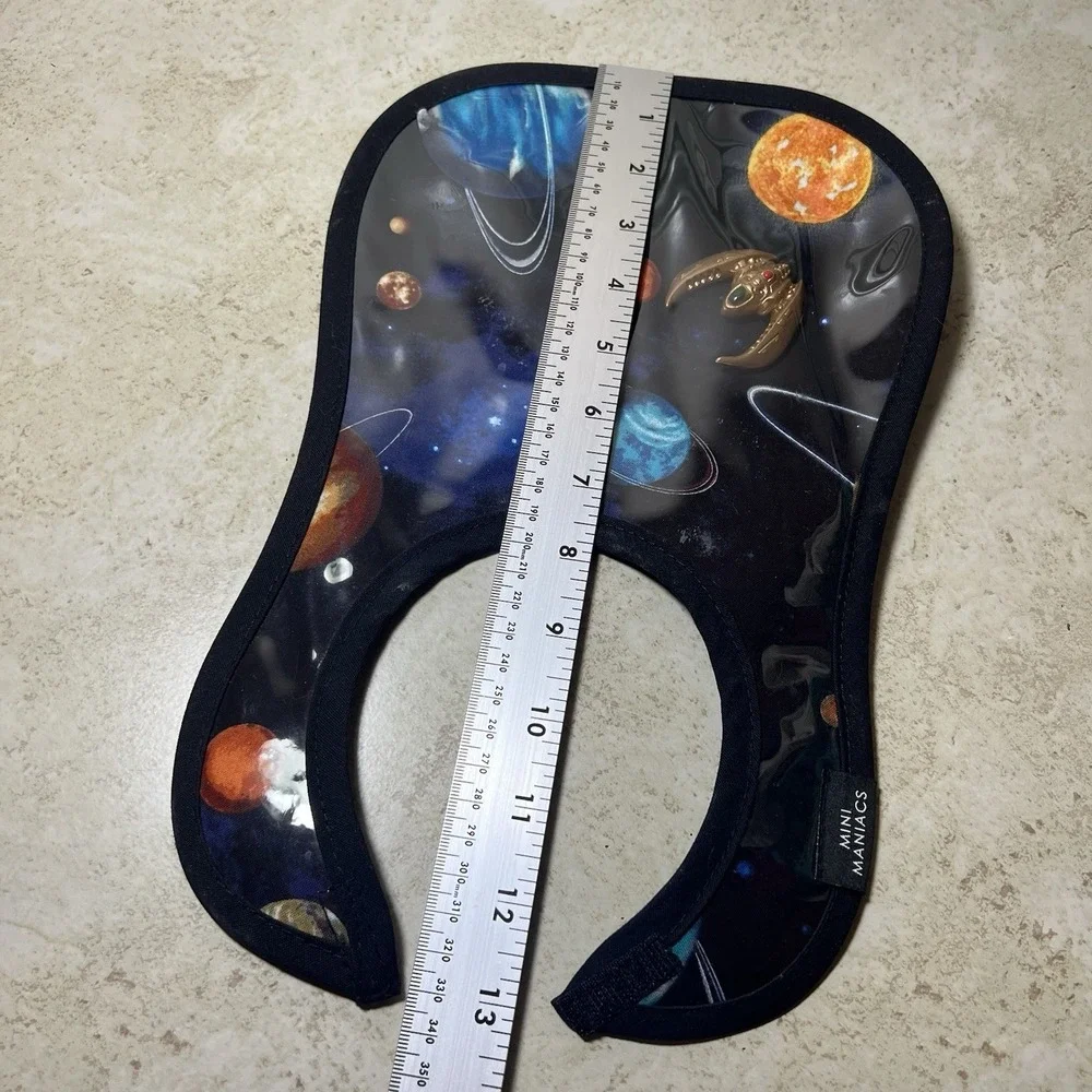 Mini Maniacs Outer Space Galaxy Baby Bib With Faux Leather Backing Made In USA